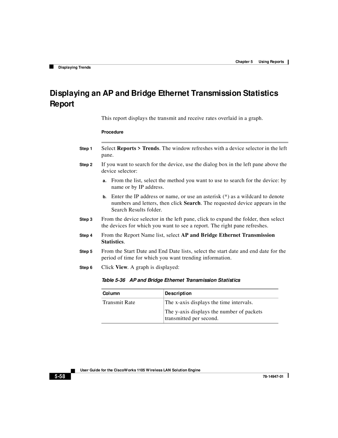 Cisco Systems 1105 manual AP and Bridge Ethernet Transmission Statistics 