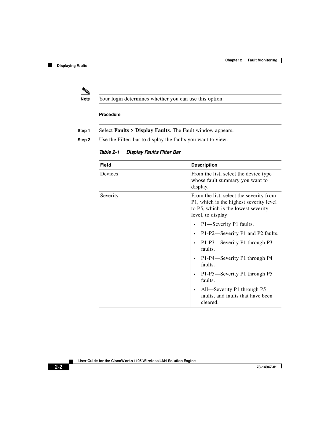 Cisco Systems 1105 manual Field, Devices Severity, Description 