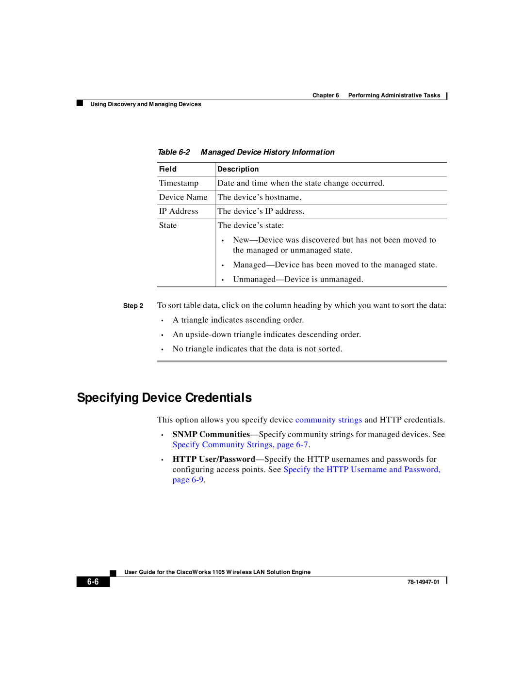 Cisco Systems 1105 manual Specifying Device Credentials 