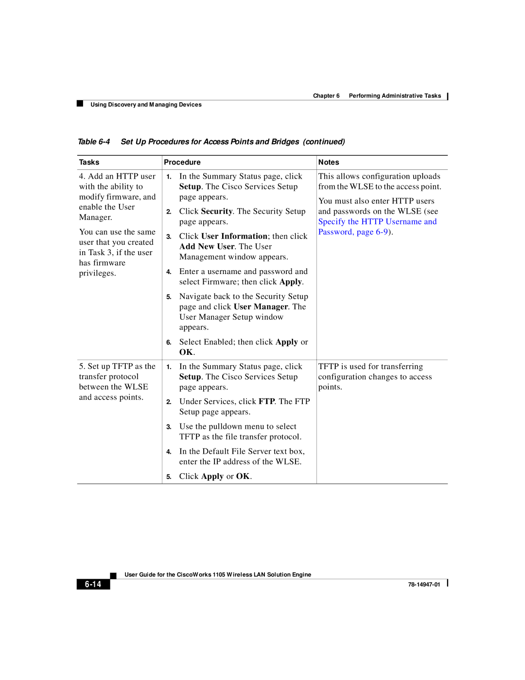 Cisco Systems 1105 manual Specify the Http Username, You can use the same Click User Information then click, Password 