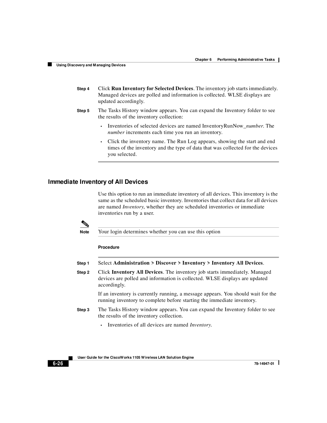 Cisco Systems 1105 manual Immediate Inventory of All Devices 