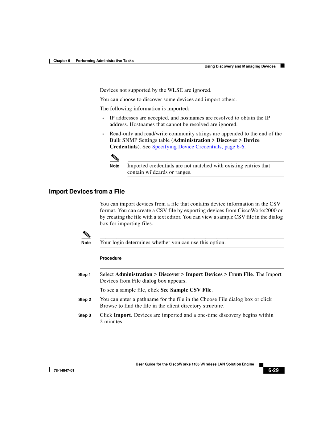 Cisco Systems 1105 manual Import Devices from a File 