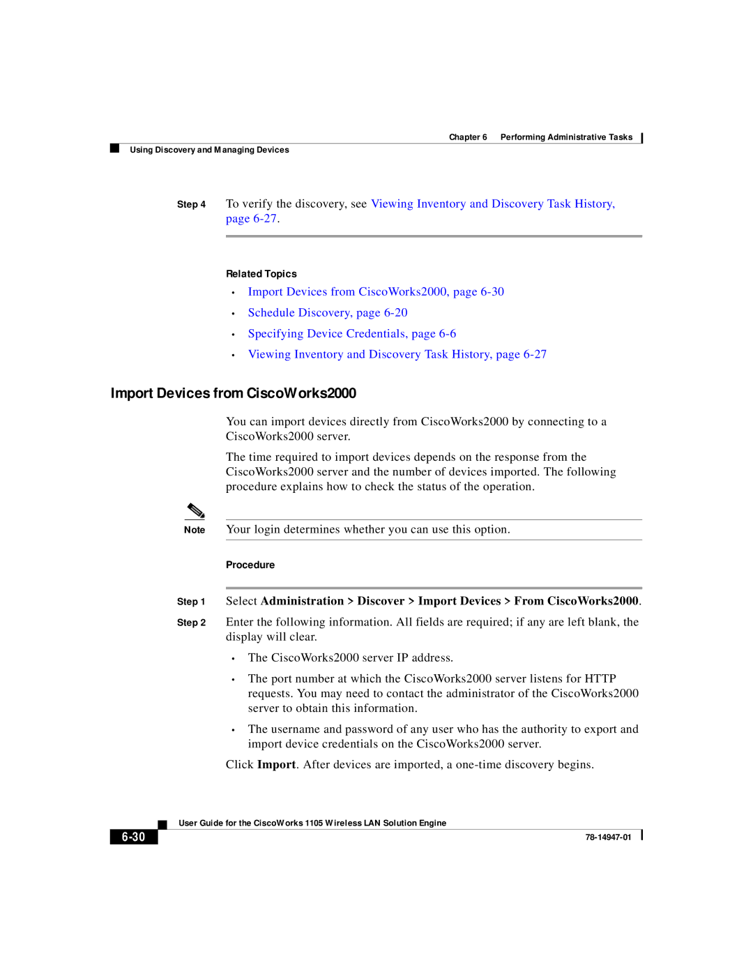 Cisco Systems 1105 manual Import Devices from CiscoWorks2000 