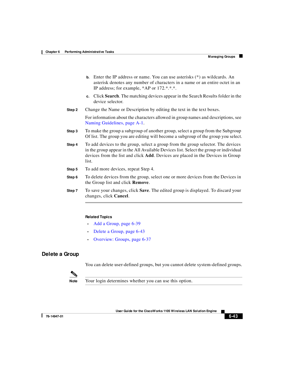 Cisco Systems 1105 manual Add a Group, Delete a Group, Overview Groups 