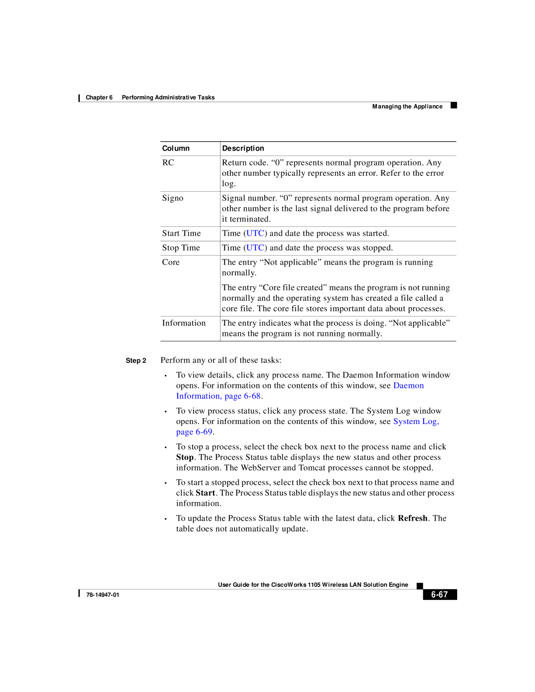 Cisco Systems 1105 manual Return code represents normal program operation. Any, Log 