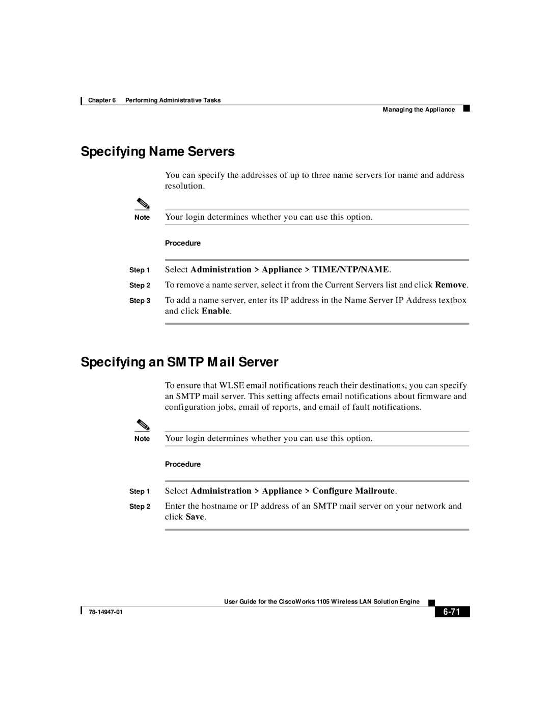 Cisco Systems 1105 manual Specifying Name Servers, Specifying an Smtp Mail Server 