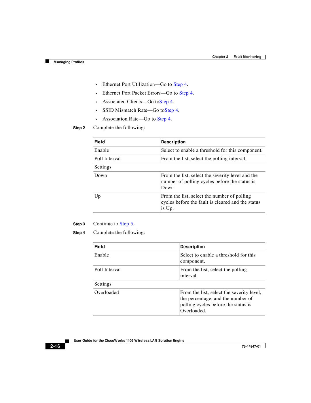 Cisco Systems 1105 manual Continue to Step, Enable Poll Interval Settings Overloaded 