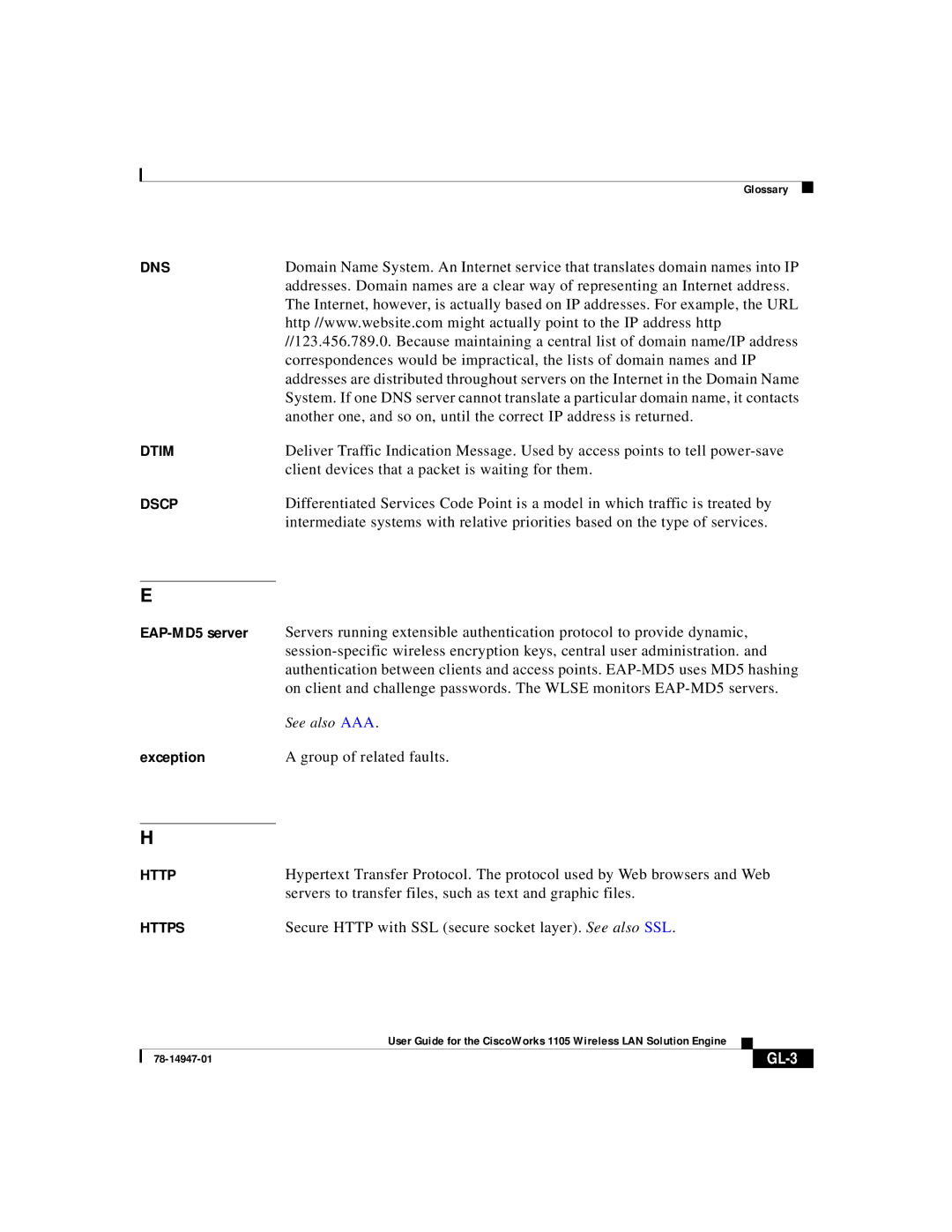 Cisco Systems 1105 See also AAA, Group of related faults, Servers to transfer files, such as text and graphic files, GL-3 