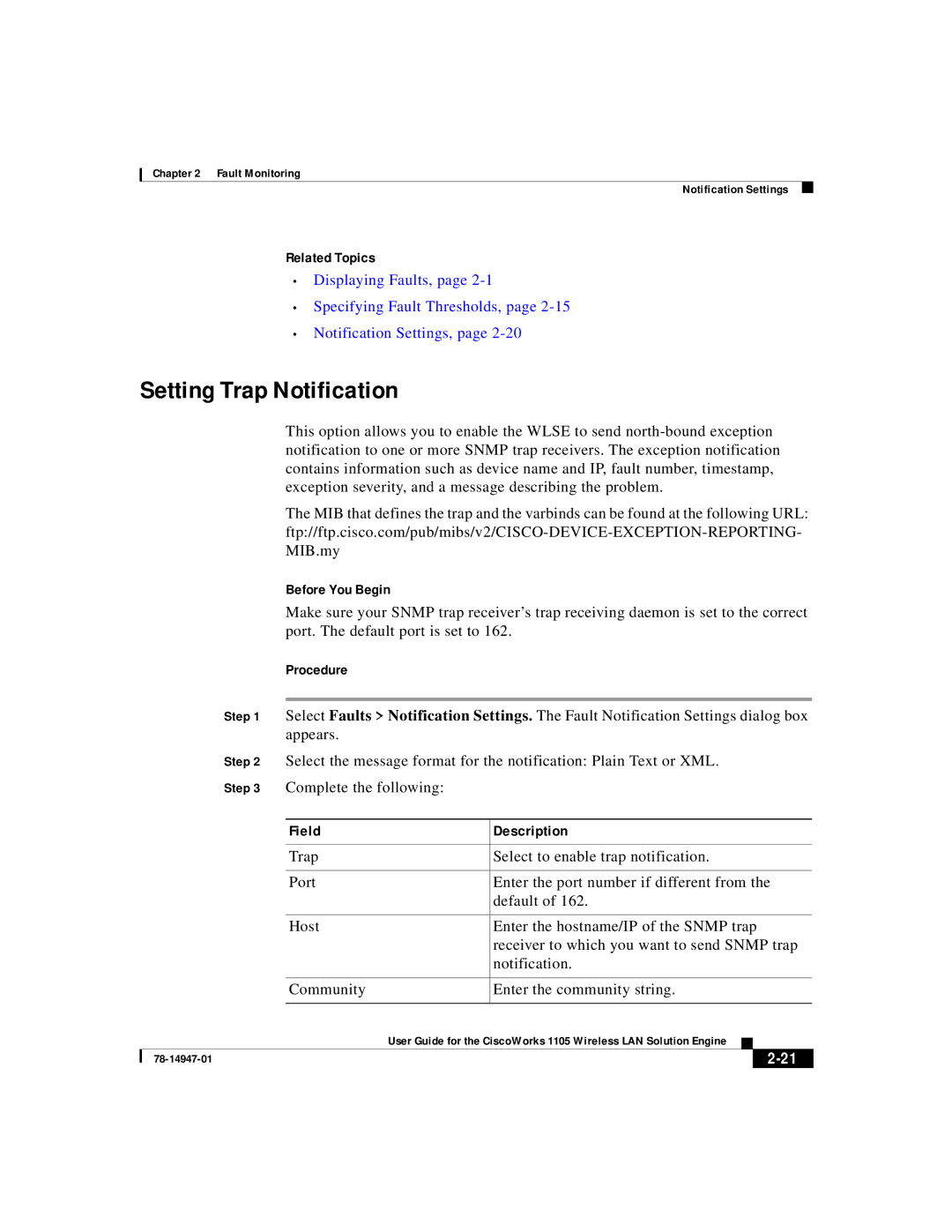 Cisco Systems 1105 manual Setting Trap Notification, Before You Begin 