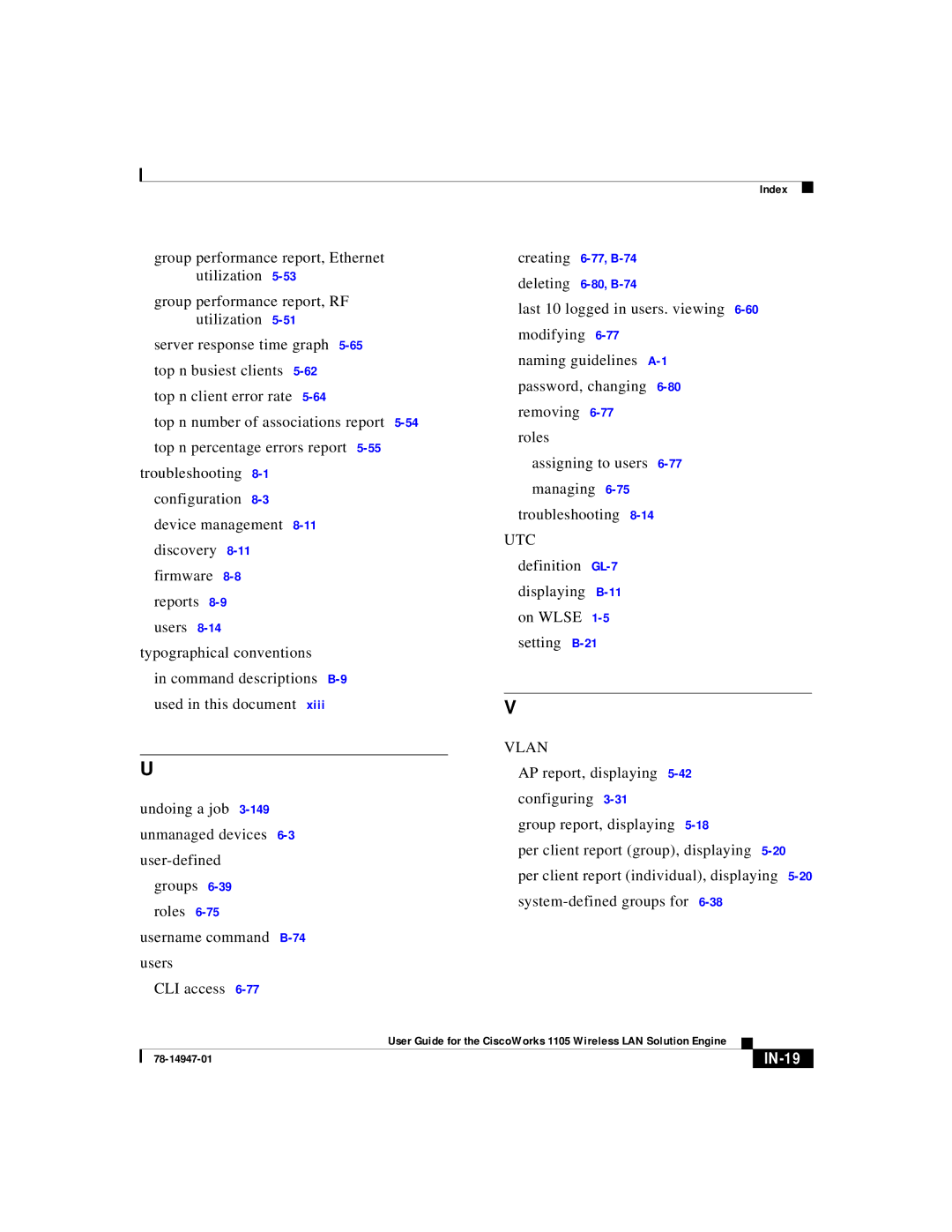 Cisco Systems 1105 manual IN-19 