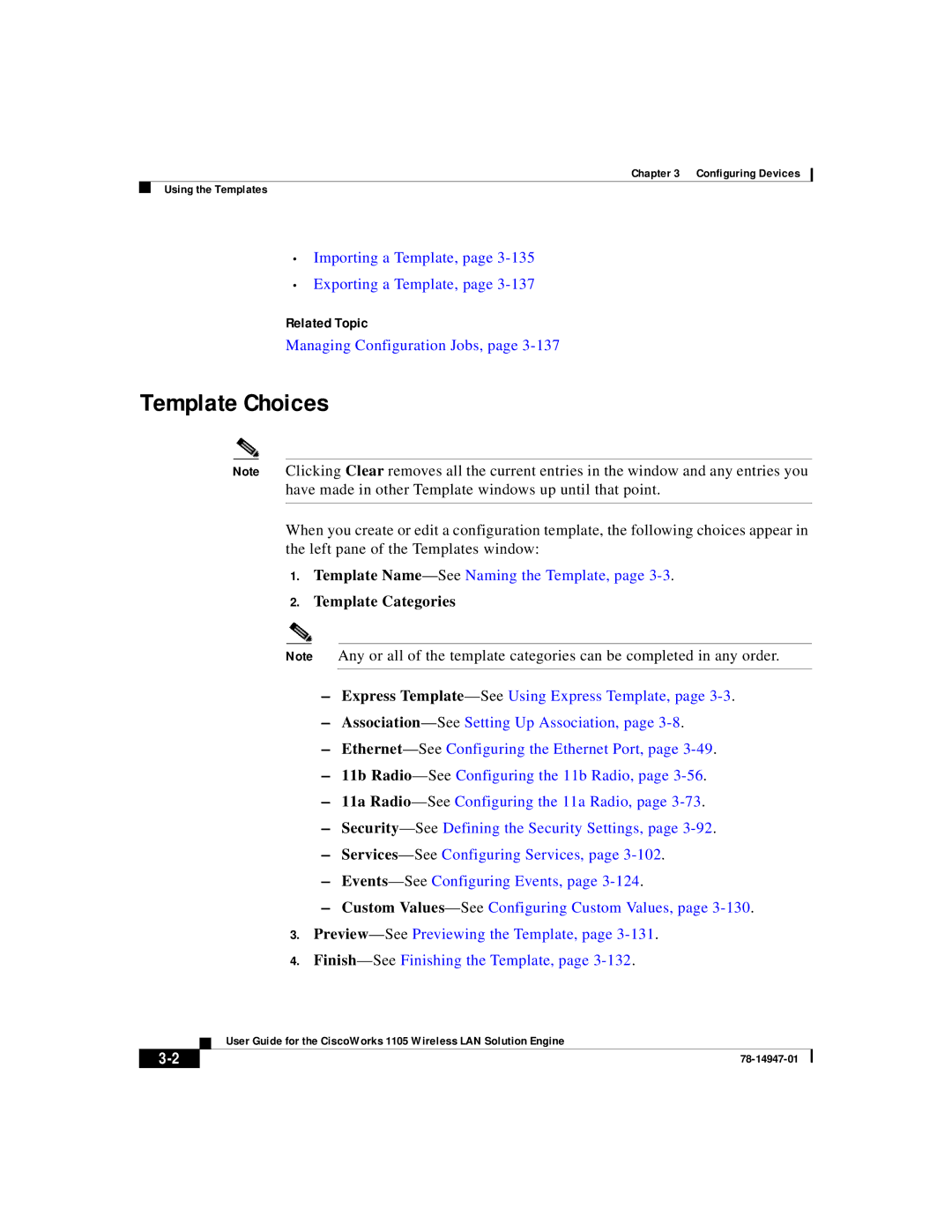 Cisco Systems 1105 manual Template Choices, Related Topic, Template Categories 