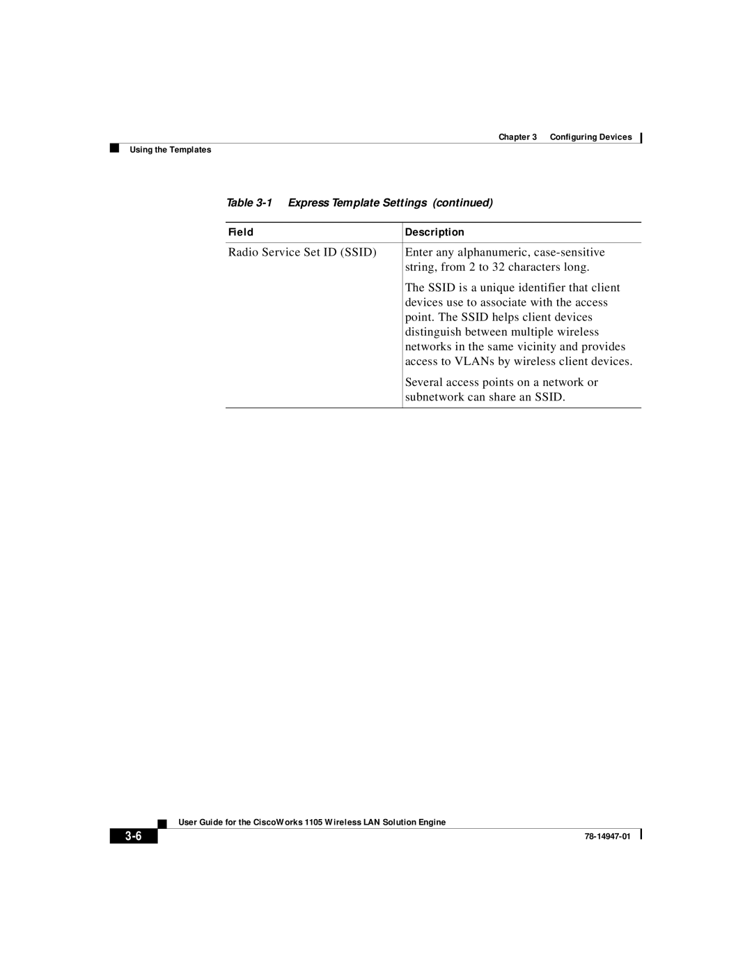 Cisco Systems 1105 manual Field Description 