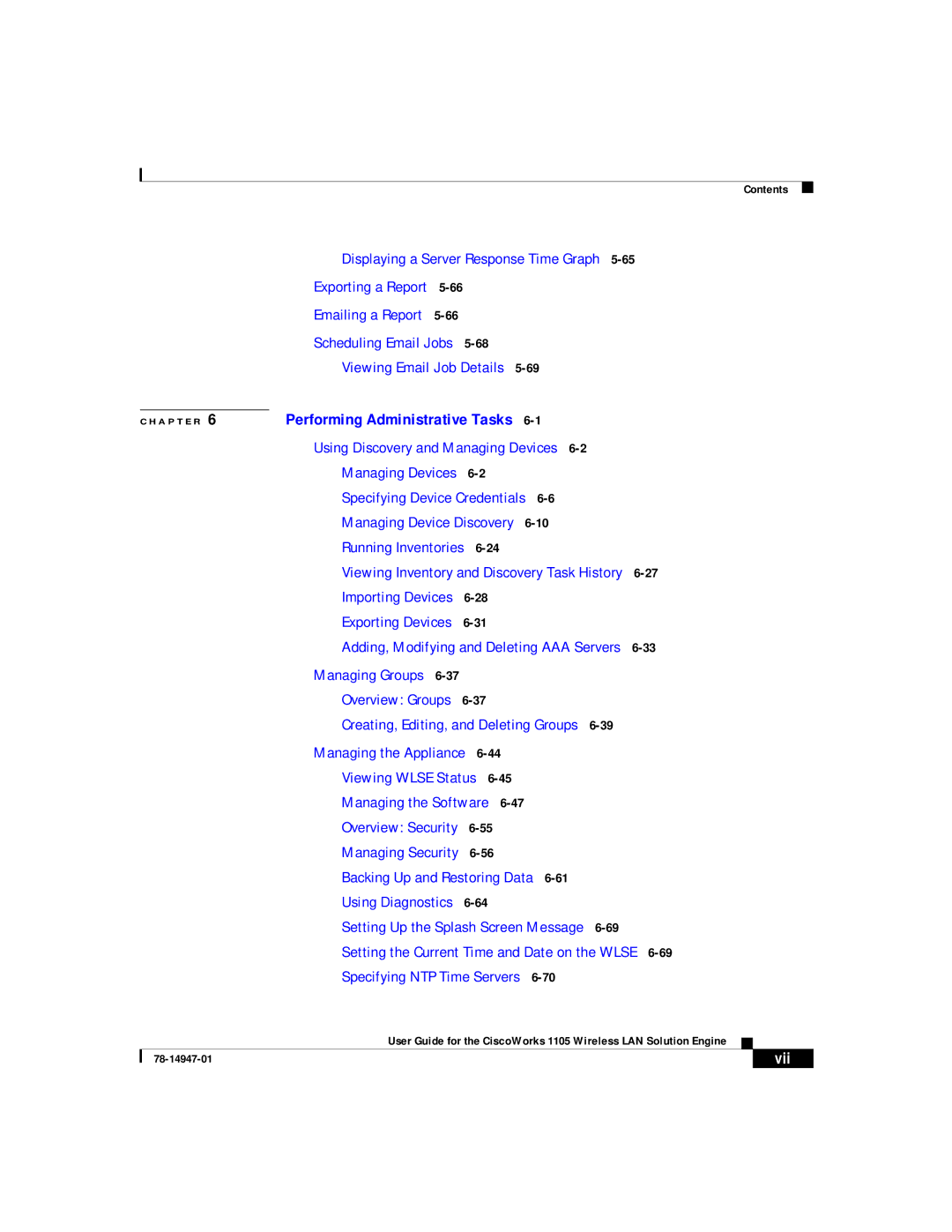 Cisco Systems 1105 manual Displaying a Server Response Time Graph, Vii 