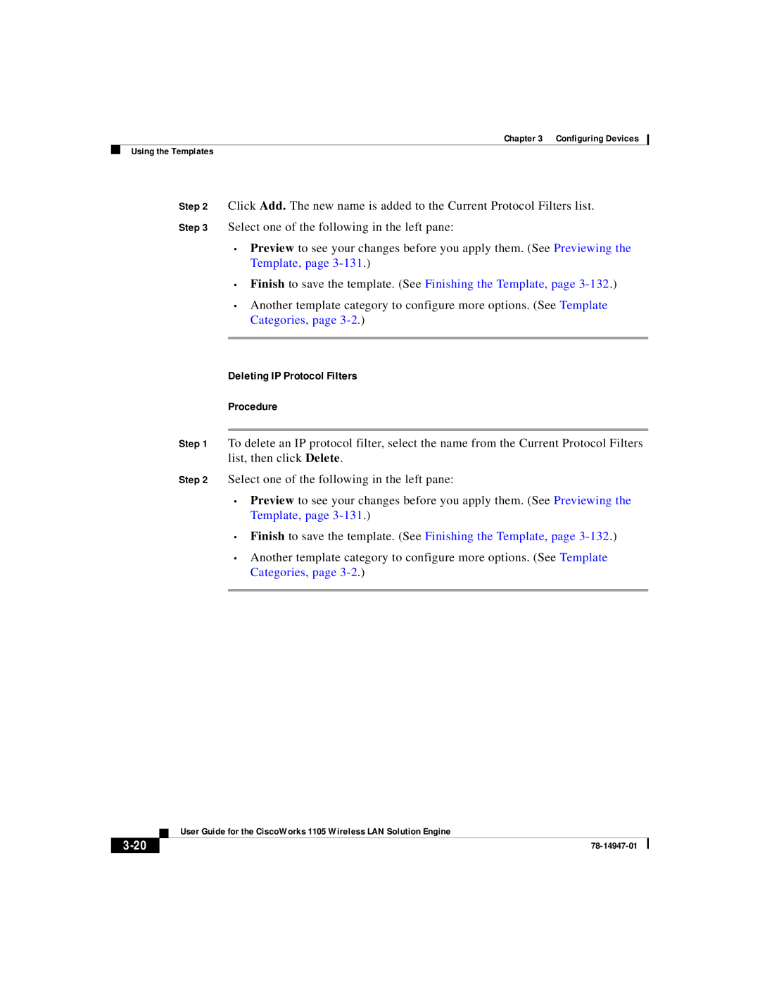 Cisco Systems 1105 manual Deleting IP Protocol Filters Procedure 