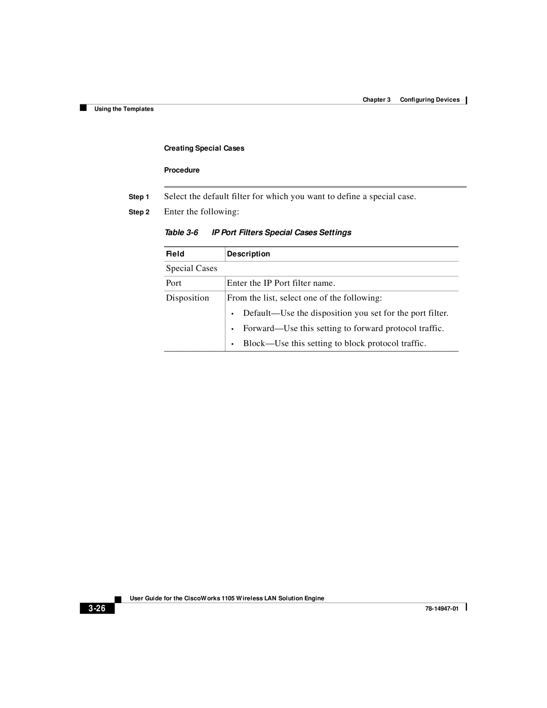 Cisco Systems 1105 manual IP Port Filters Special Cases Settings 