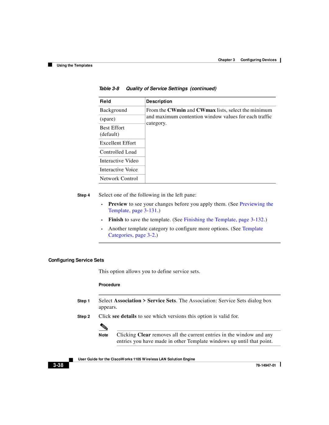 Cisco Systems 1105 manual Configuring Service Sets, This option allows you to define service sets 