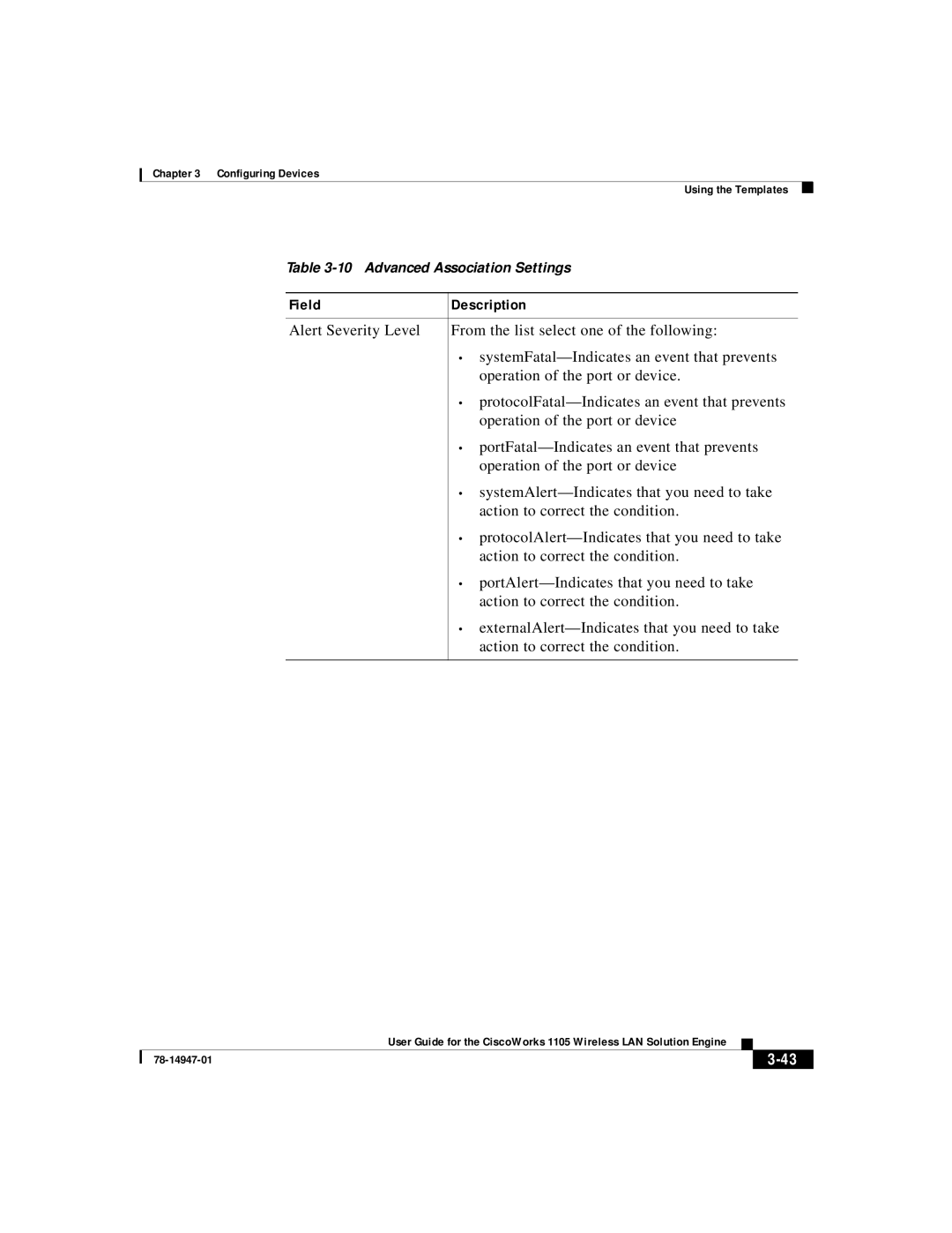 Cisco Systems 1105 manual Advanced Association Settings 