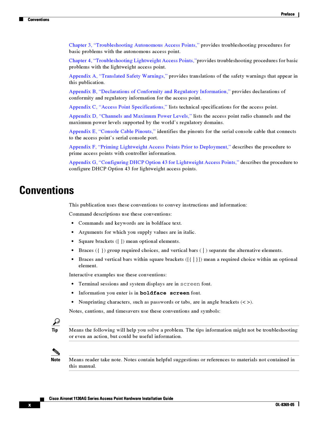 Cisco Systems 1130AG manual Conventions 