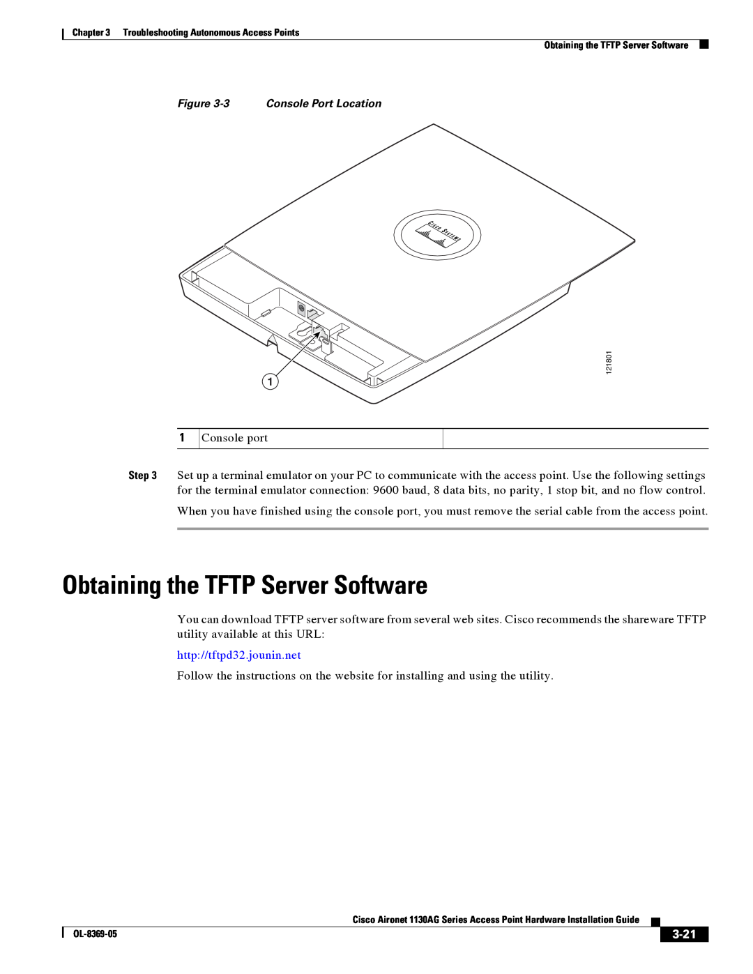Cisco Systems 1130AG manual Obtaining the TFTP Server Software, 3-21 