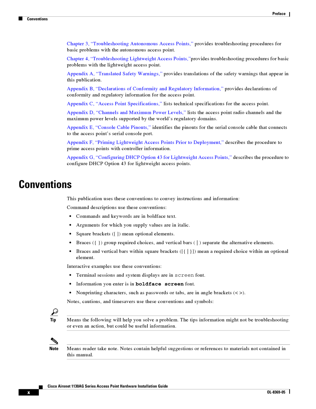 Cisco Systems 1130AG manual Conventions 