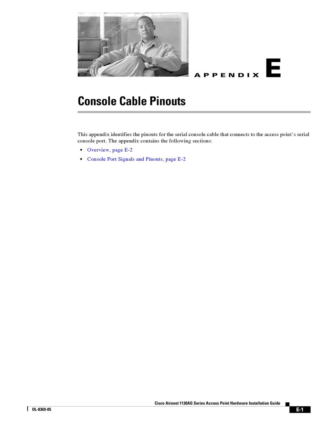 Cisco Systems 1130AG manual Console Cable Pinouts 