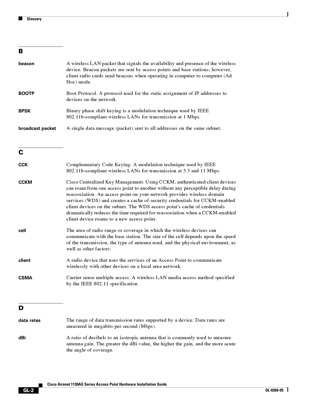 Cisco Systems 1130AG manual GL-2 