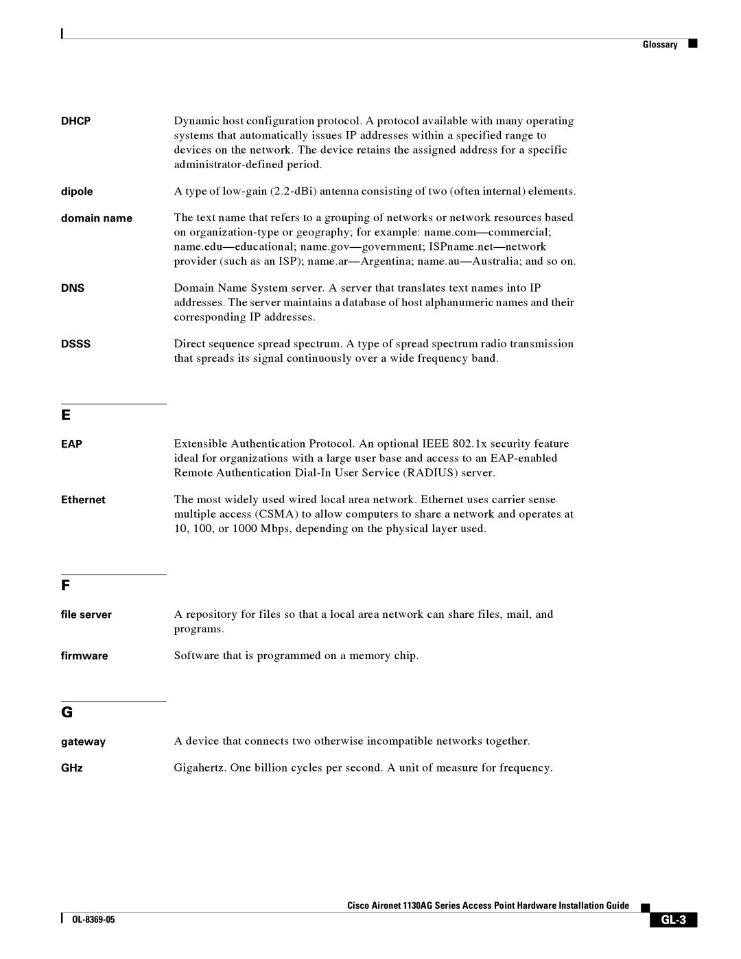 Cisco Systems 1130AG manual GL-3 