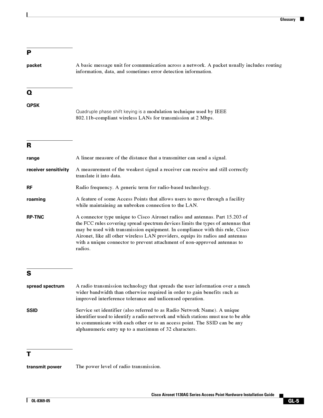 Cisco Systems 1130AG manual GL-5 