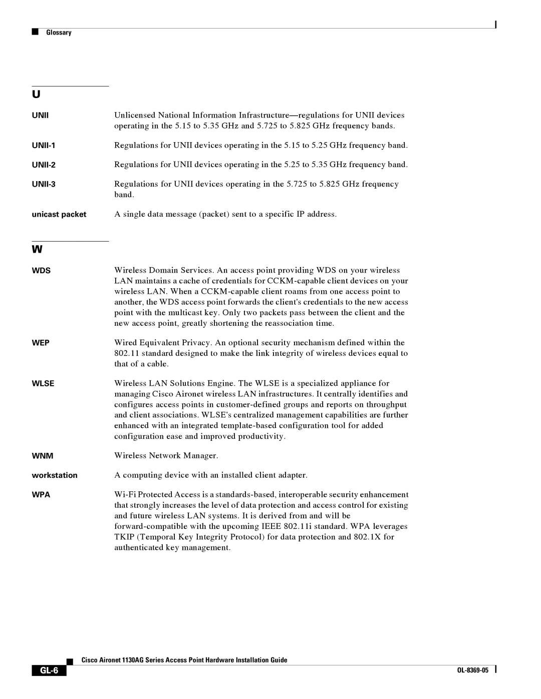 Cisco Systems 1130AG manual GL-6 