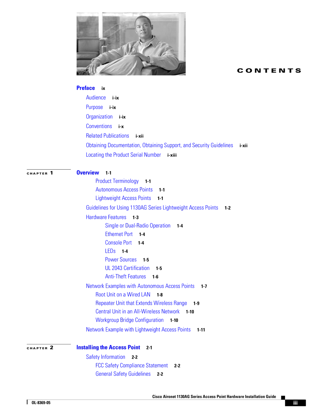 Cisco Systems 1130AG manual N T E N T S 