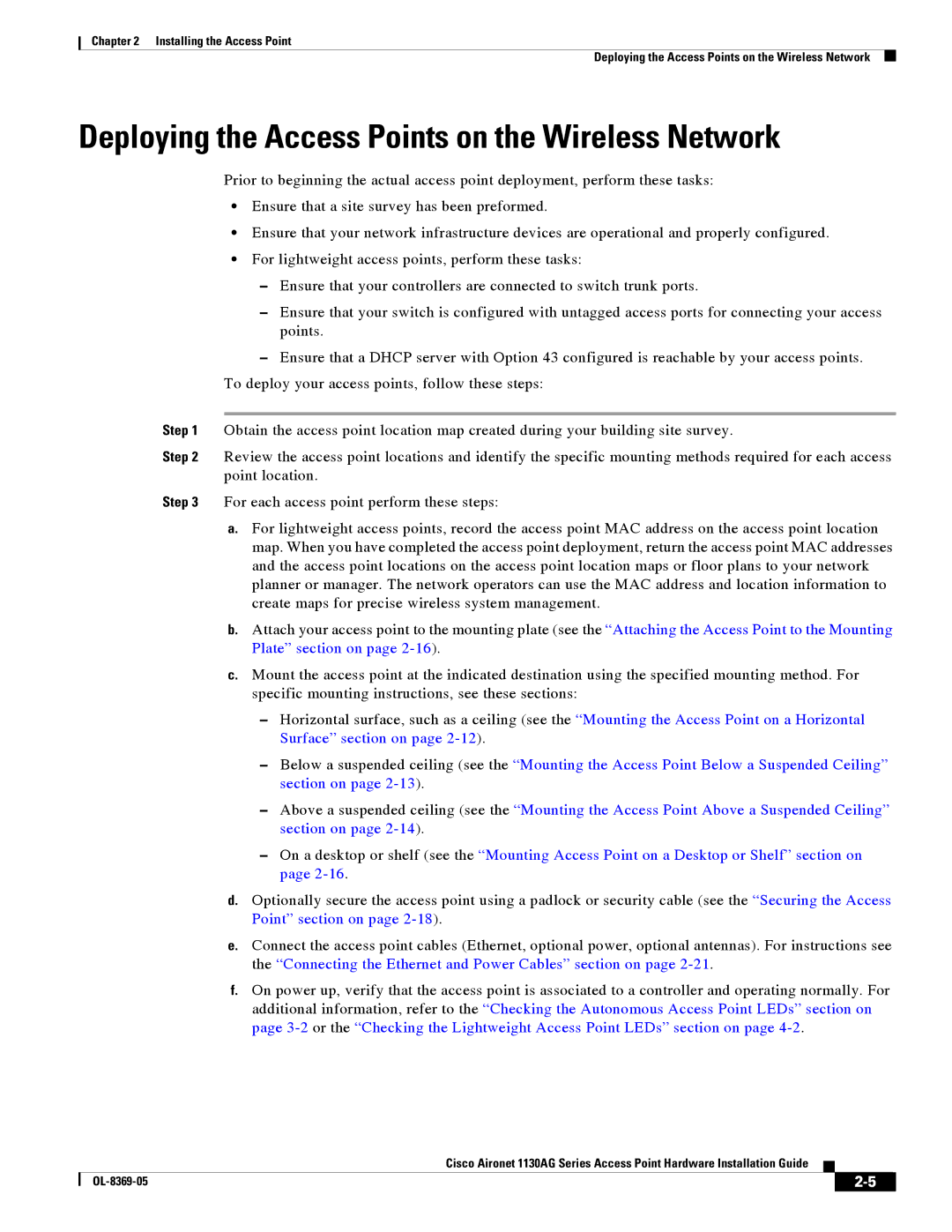 Cisco Systems 1130AG manual Deploying the Access Points on the Wireless Network 