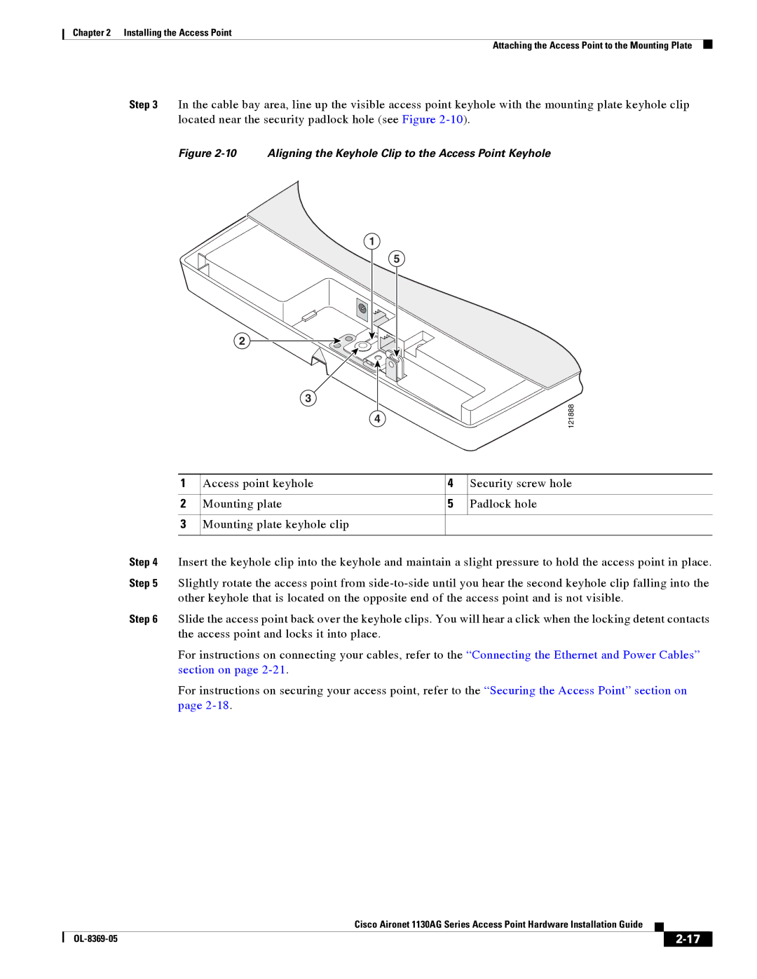 Cisco Systems 1130AG manual Aligning the Keyhole Clip to the Access Point Keyhole 