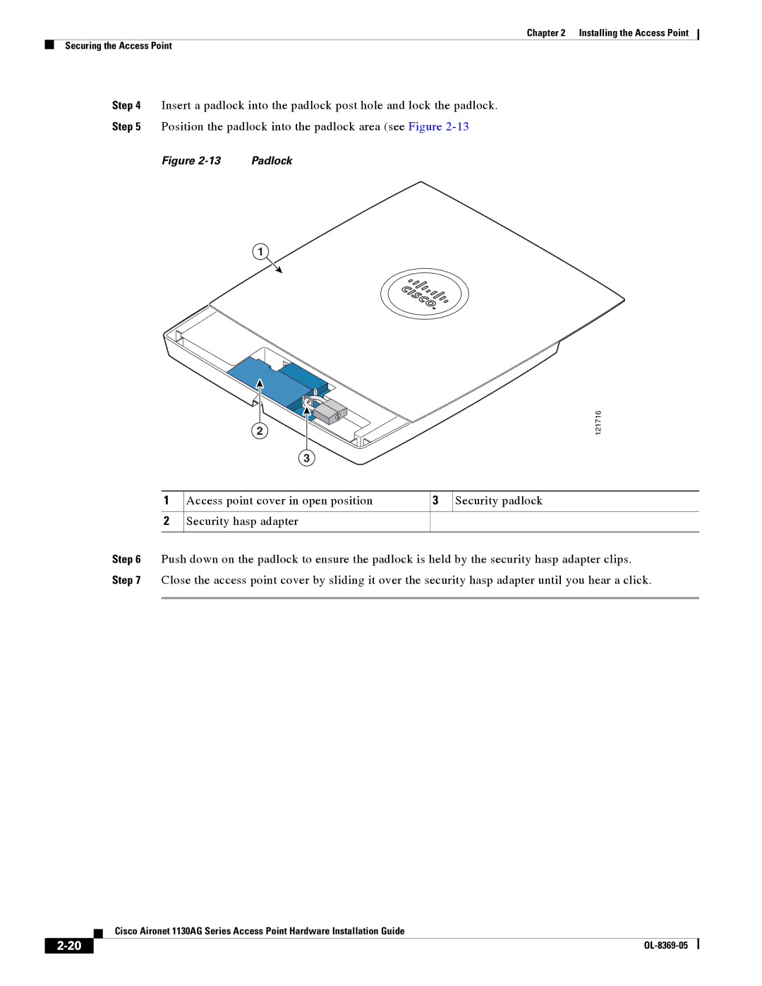 Cisco Systems 1130AG manual Padlock 