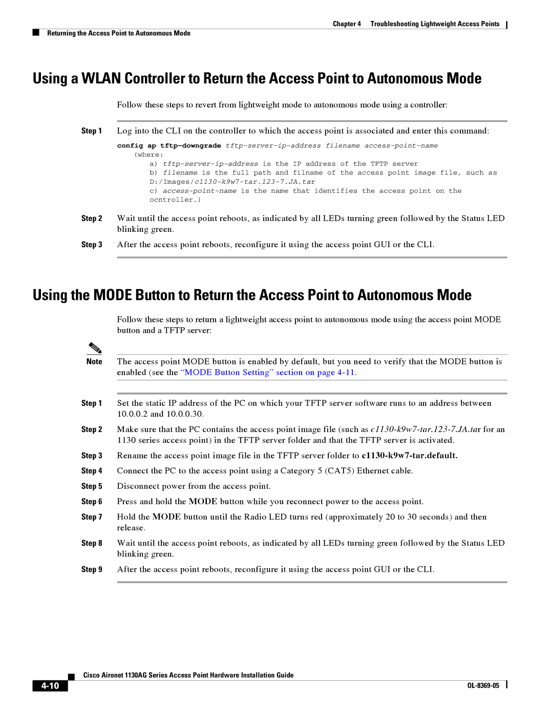 Cisco Systems 1130AG manual OL-8369-05 