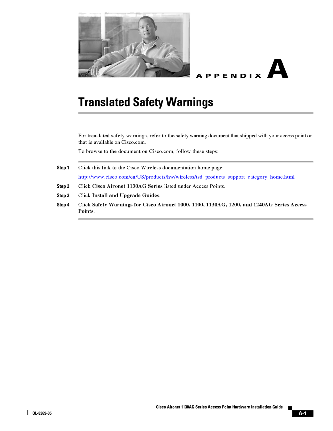 Cisco Systems 1130AG manual Translated Safety Warnings 