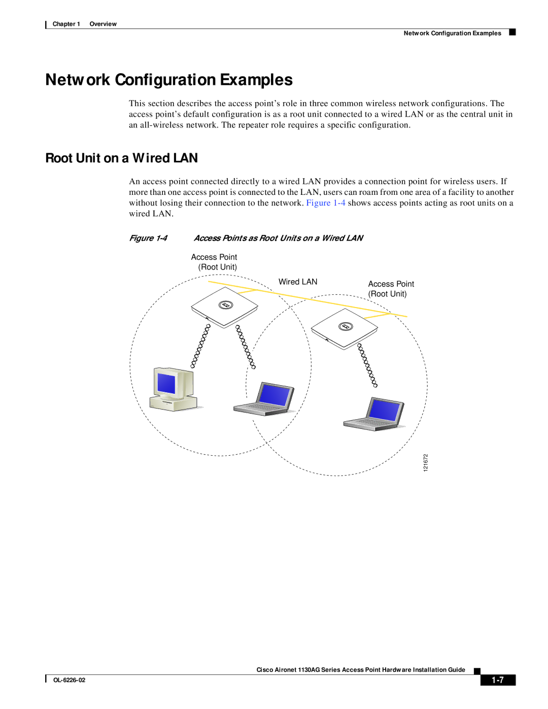 Cisco Systems 1130AG manual Network Configuration Examples, Root Unit on a Wired LAN 