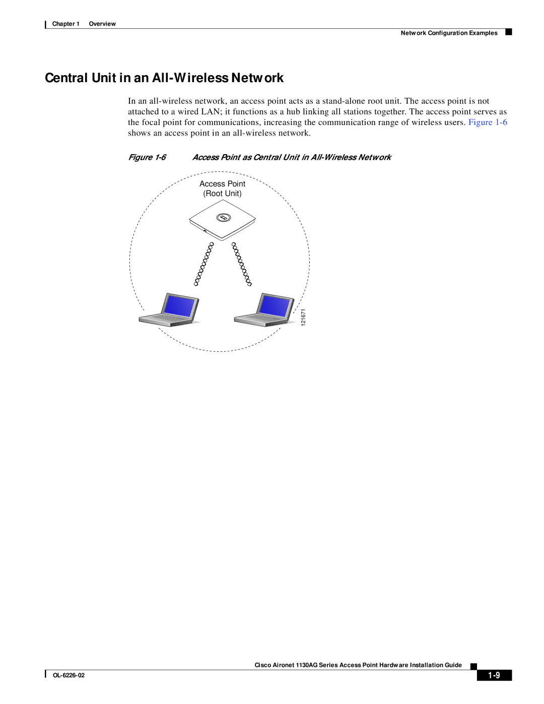 Cisco Systems 1130AG manual Central Unit in an All-Wireless Network, Access Point Root Unit 