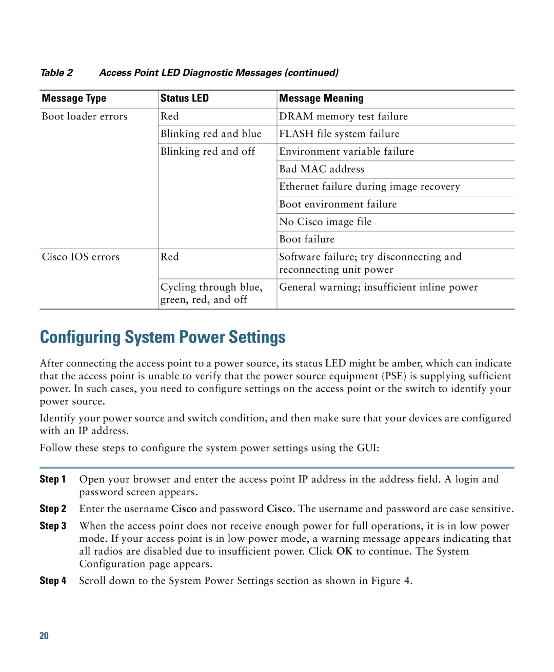 Cisco Systems 1140 specifications Configuring System Power Settings 