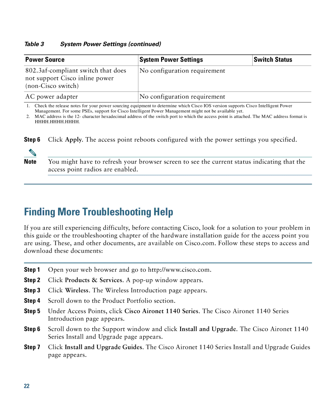 Cisco Systems 1140 specifications Finding More Troubleshooting Help 