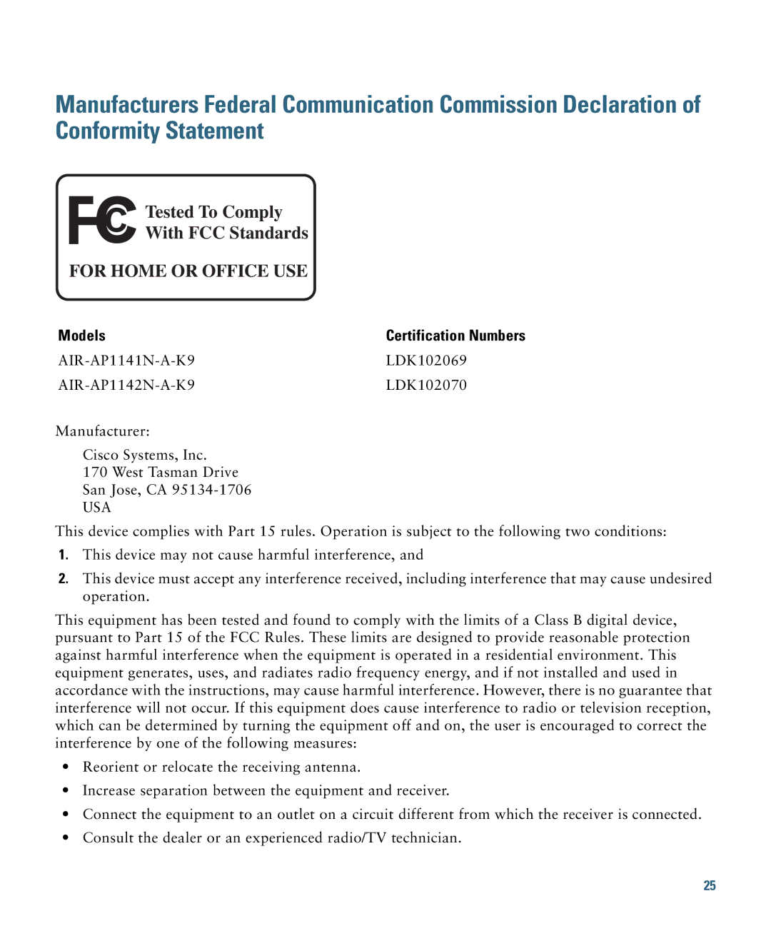 Cisco Systems 1140 specifications For Home or Office USE, Models 