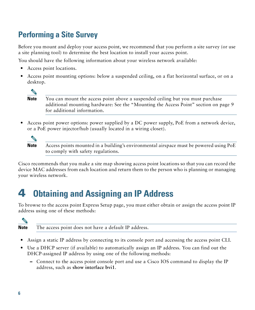 Cisco Systems 1140 specifications Obtaining and Assigning an IP Address, Performing a Site Survey 