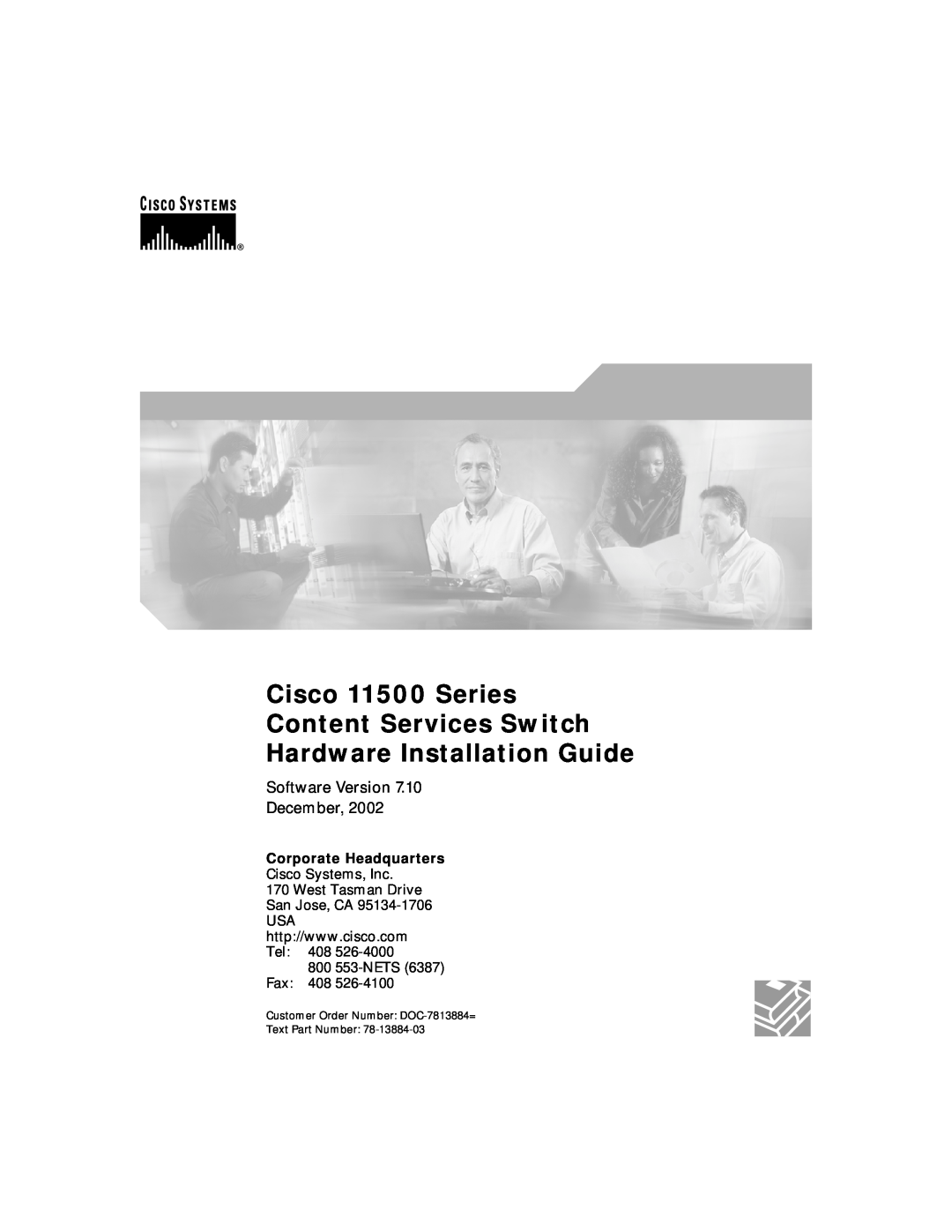 Cisco Systems manual Cisco 11500 Series Content Services Switch, Hardware Installation Guide, Software Version December 
