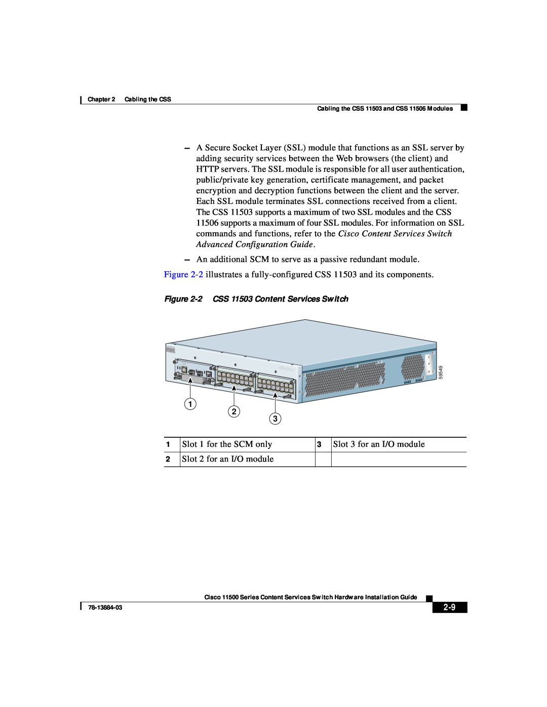 Cisco Systems 11500 Series manual An additional SCM to serve as a passive redundant module 