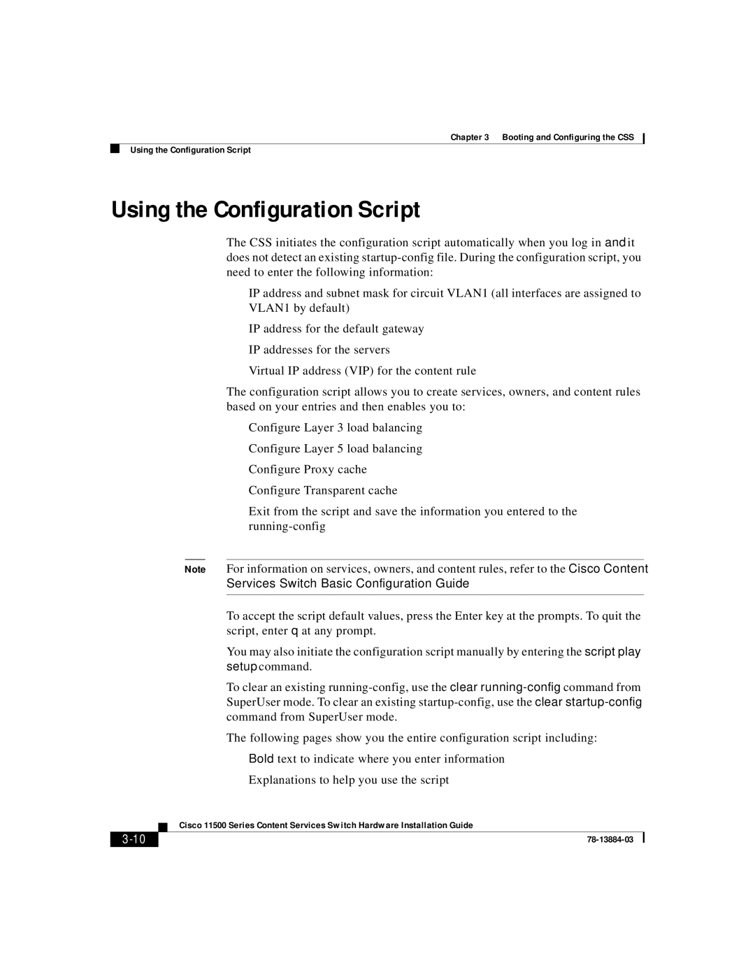 Cisco Systems 11500 Series manual Using the Configuration Script 