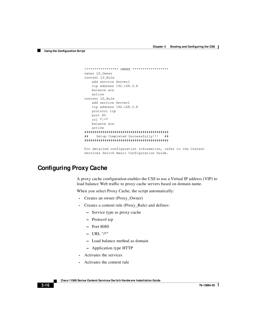 Cisco Systems 11500 Series manual Configuring Proxy Cache 