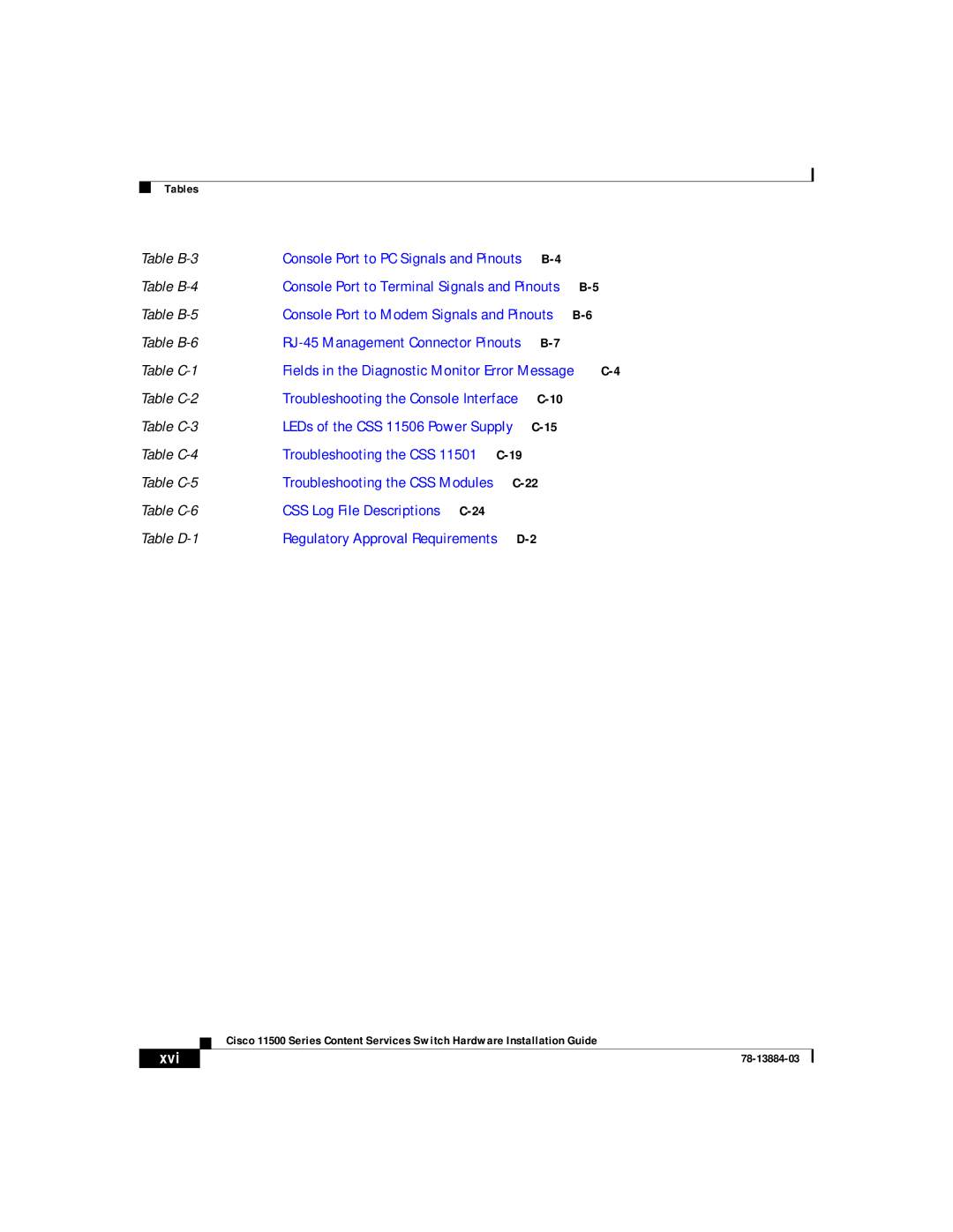 Cisco Systems 11500 Series manual Table B-3 