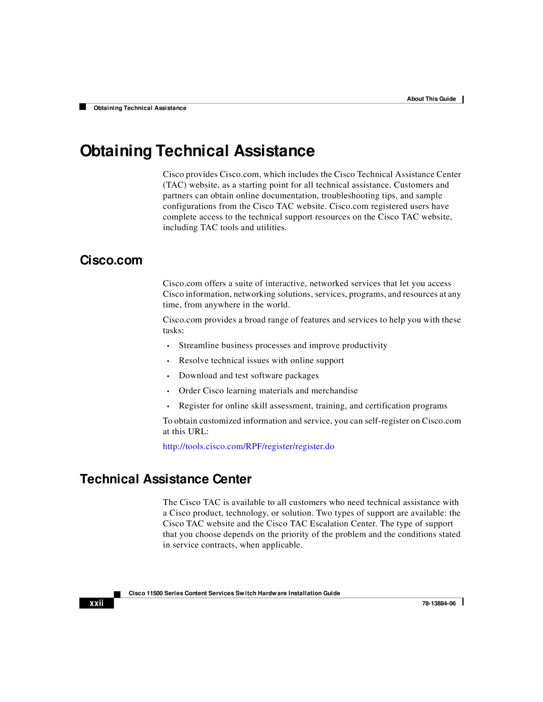 Cisco Systems 11500 Series manual Obtaining Technical Assistance, Technical Assistance Center 