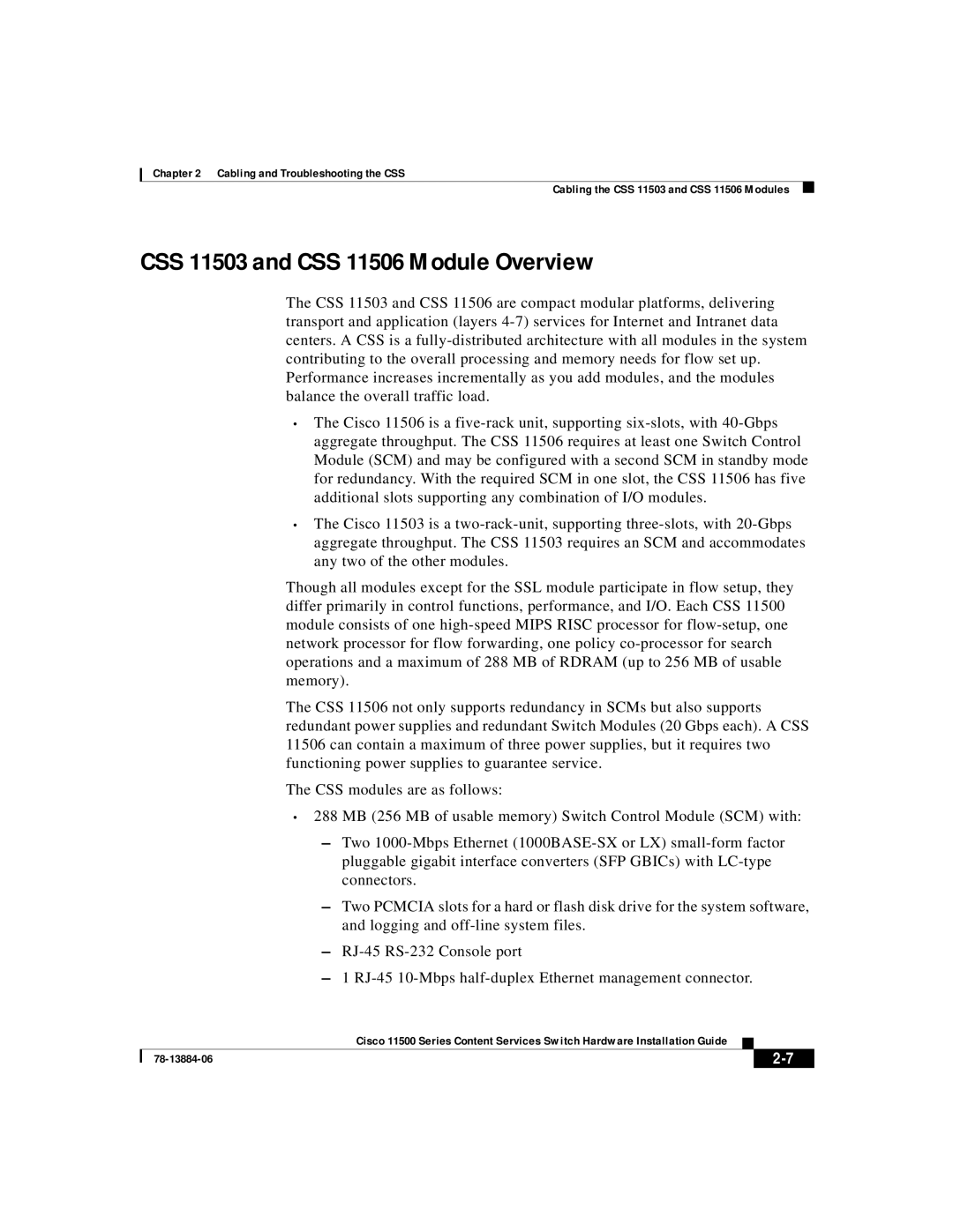 Cisco Systems 11500 Series manual CSS 11503 and CSS 11506 Module Overview 