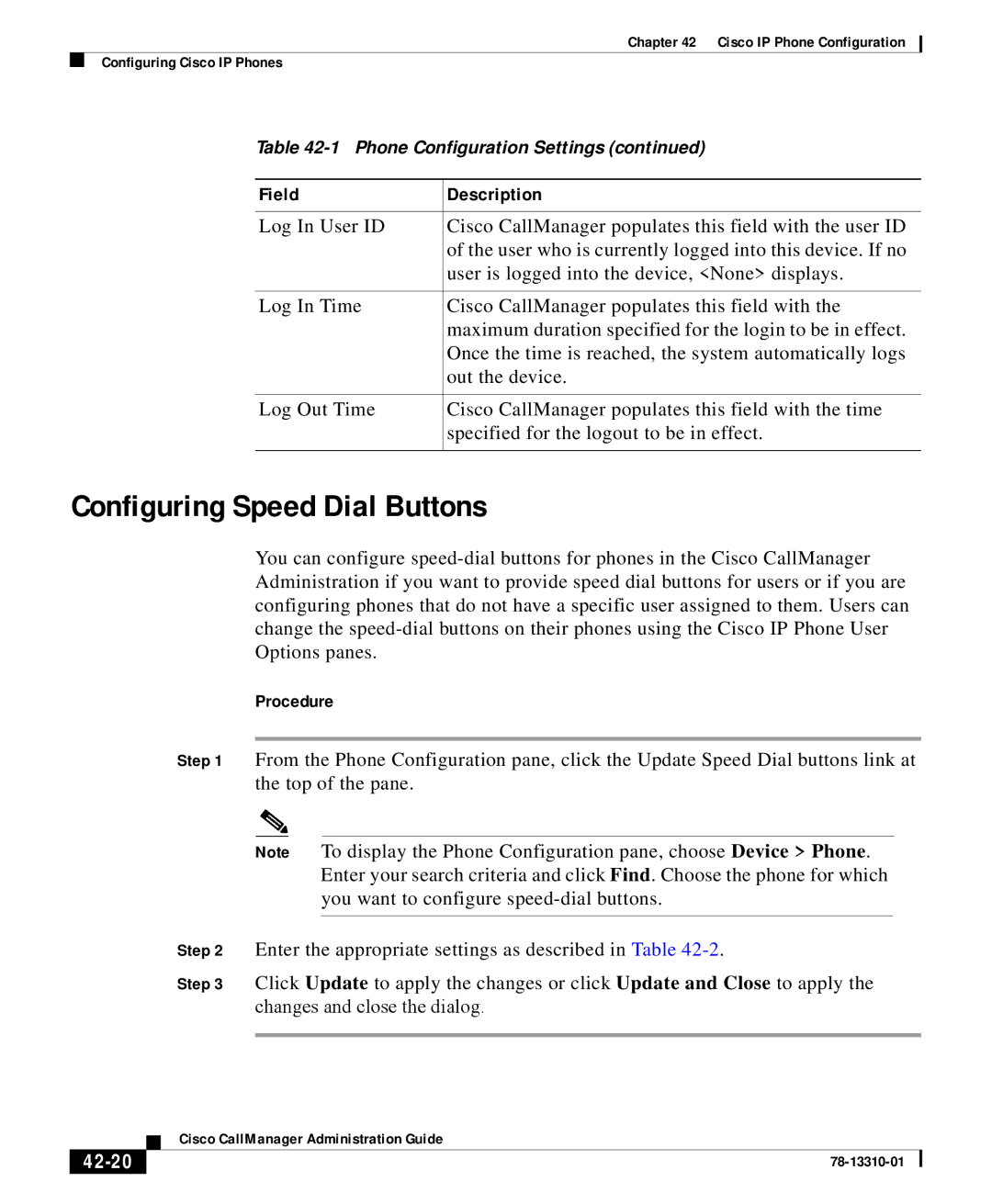 Cisco Systems 12 SP+ manual Configuring Speed Dial Buttons, 42-20 