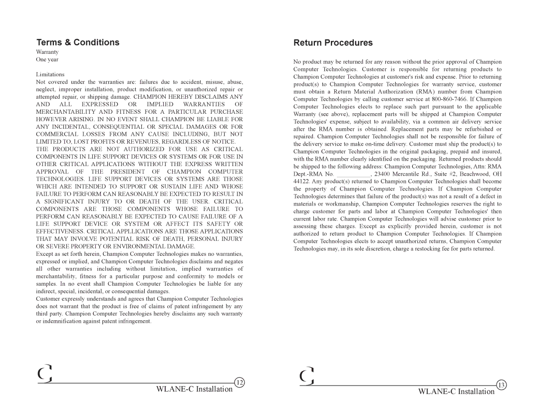 Cisco Systems 1200 manual Terms & Conditions, Return Procedures 